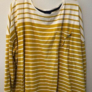 Joules Women's Knit long-sleeved top, Mustard yellow stipes, Size 22